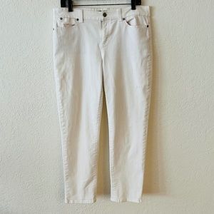 Talbots Simply Flattering Straight Leg 5 pocket Full Length White Jeans Size 8